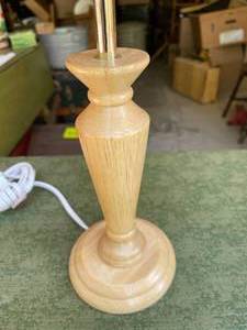 lot 371 image: Wooden Table Lamp With History Themed Shade