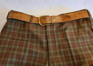 lot 330 image: Mens Vintage Plaid Pants & Wrangler Leather Belt