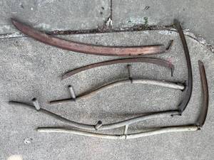 lot 395 image: 2 Vintage Sickles And Spare Sickle Parts