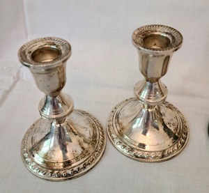 lot 85 image: Weighted Sterling Silver Candleholders