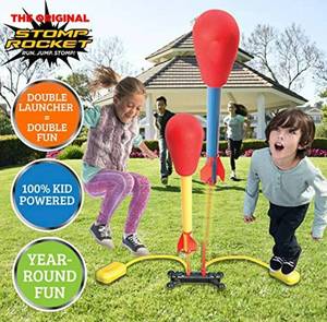 The Original Stomp Rocket Dueling 4-Rocket STEM Game Outdoor Toy.