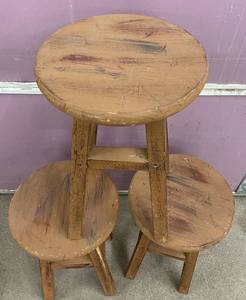 3 Small Wooden Stools