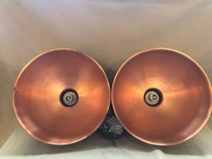 lot 3 image: Pair of Copper Colored Metal Hanging Lights - Set 2