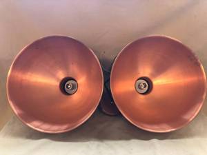 lot 5 image: Pair of Copper Colored Metal Hanging Lights - Set 4
