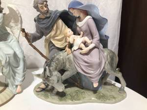 lot 37 image: Large Ceramic Angel & Mary  Joseph Figurines