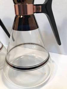 lot 39 image: Vintage Mid-Century Set of 2 Glass Coffee Carafes