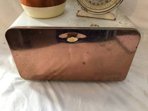 lot 53 image: Mid-Century Bread Holder, Food Scale & Coffee Pot