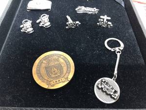 lot 115 image: Railroad and Train Cufflinks, Tie Clips & Belt Buckles & More