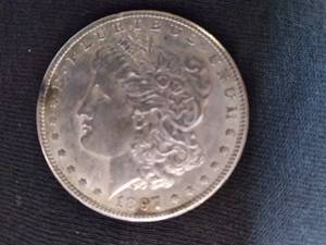 1897 S Morgan Dollar, AU...
