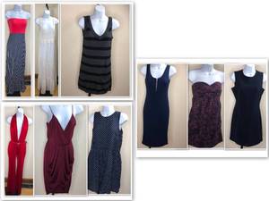 lot 107 image: Womens Dress Collection 9 DRESSES(S,M,L) Love J Joe Boxer You Babes Heart Hips City Triangle Charlotte Russe Miss Chievous Sabora