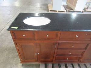 Home Decorators Collection Hampton Harbor 72 in. W x 22 in. D Double Bath Vanity in Sequoia with Granite Vanity Top in Black 3885400960