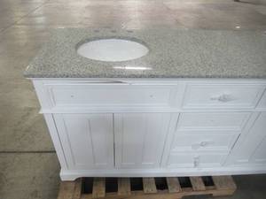 Home Decorators Collection Fremont 72 in. W x 22 in. D Double Vanity in White with Granite Vanity Top in Grey with White Basin MD-V1792