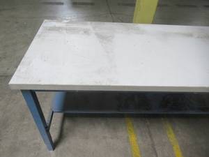 Global Industrial 72x30 Adjustable Height Workbench Square Tube Leg, Laminate Safety Edge Blue T9F606958BL