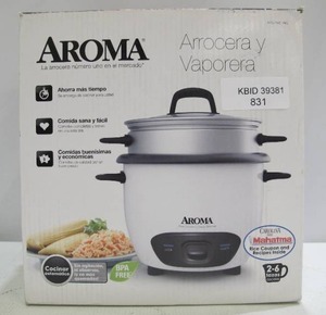 lot 831 image: AROMA - 6-Cup Rice Cooker - White