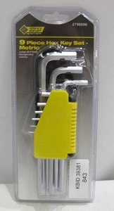 lot 843 image: Steel Grip 9 Piece Hex Key Allen Set
