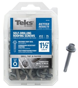 lot 884 image: TEKS #12-14 x 1-12 in. External Hex Washer Head Roofing Drill Point Screw (75-Pack)