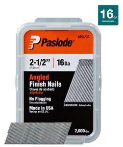 lot 895 image: Paslode 2-12 in. x 16-Gauge Galvanized Angled Nails (2000 per Box)