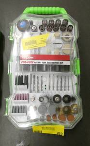 lot 63 image: 208 pc Dremel - rotary tool cutting, grinding wheels, may be missing a couple pieces