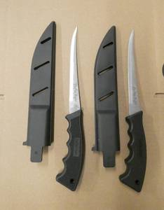 lot 87 image: 2 New Pro Flex Angler Filet knives with sheath