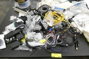 lot 139 image: Large lot of industrial automation cables, wire management clips, power supply etc