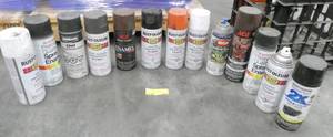 lot 159 image: 13 cans of paint, most are full