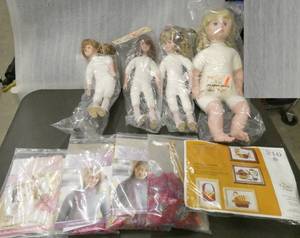lot 217 image: Craft lot - Doll forms, Quilling, Scarf knitting, Picture Embroidery