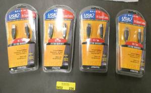 lot 236 image: 4 new retail packaged Belkin USB cables, 16 ft long