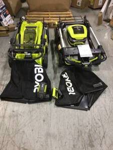 Lot of 2 RYOBI Walk Behind Self-Propelled Lawn Mowers (customer returns) assorted models 1 Battery and charger  see pictures