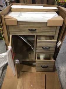 Home Decorators Collection Stanhope 31 in. W x 22 in. D Vanity in Reclaimed Oak with Engineered Stone Vanity Top in Crystal White with White Sink (see pictures)