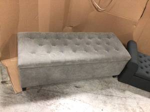 Lot of 2 assorted Tufted Fabric Armed Bench - 1 is a storage Bench (see pictures)