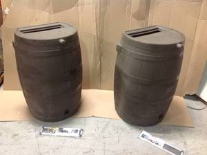 Lot of 2 50 Gal. Rain Barrel with Brass Spigot (one has damage) review pictures 22