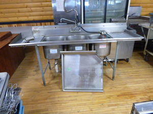 3 Compartment Sink with Faucet and Sprayer