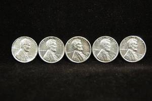 lot 30 image: 5 1943-S Wartime Steel Pennies