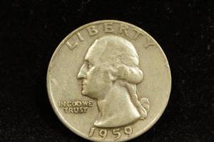lot 20 image: 1959-D Washington Silver Quarter Coin