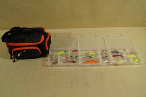lot 60 image: Small Fishing Tackle Bag with Unused Lures