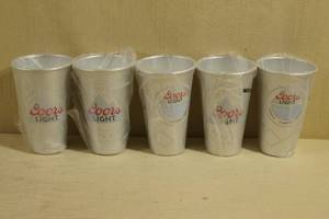 lot 193 image: 5 Coors Light Metal Cups