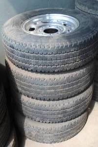 lot 158 image: Lot of (4) Bridgestone M773 II LT24575R16 Tires with 16 8-Lug Rims