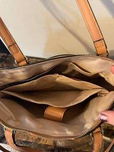 lot 23 image: Dana Buchman Brown Multi Cherry Tote Purse Handbag