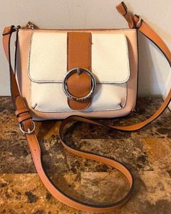 lot 20 image: Dana Buchman Brown and Cream Hobo Crossbody Purse