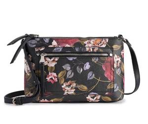 lot 8 image: Dana Buchman Black Floral Small Crossbody Double Entry Purse