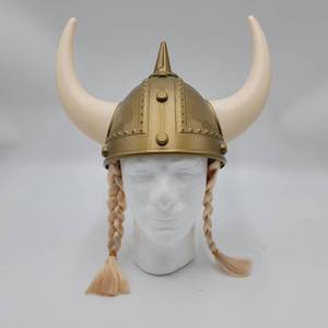 48 Adult Plastic Gold Nord Viking Helmet with Removable Braids (MSRP $12 each) (VI)New In Bag