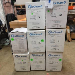 8 Cases of Ansell BioClean-D Sterile Disposable Drop Down Garment With Hood S-BDSH (Sizes S, M, L, XL, 2XL, 3XL, 4XL, 5XL)  Valued at $2,500