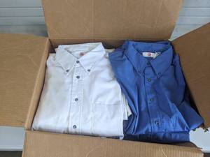 (25) Button-Down Shirts (14) White Extra-Large,(11) Blue Large