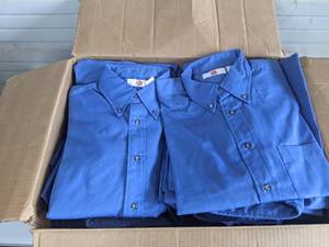(35) Assorted Mens Work Clothes (10) Medium-35 Blue Button-Down Shirt  (1) Dark Blue Large-35  Button-Down Shirt  (24) Light Blue Large-R  Button-Down Shirt