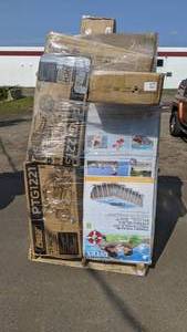 lot 905 image: Pallet Intex, Pulsar, Lillian Microwave Pantry, Fitness Reality Treadmill, and More