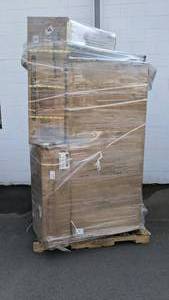 lot 909 image: Pallet McLeland Queen Bed, Trampoline Enclosures, Suncast Composter, Sunjoy, Etc.