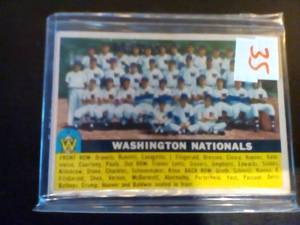 1958 Washington Nationals Team Card...