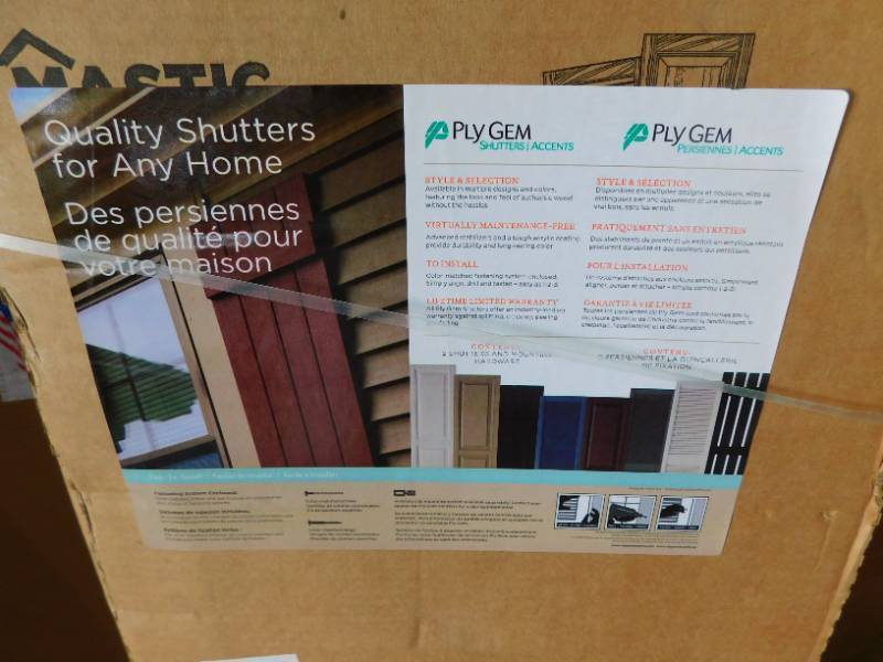 lot 105 image: 15 in. x 55 in. Open Louvered Polypropylene Shutters Pair in Dark Navy