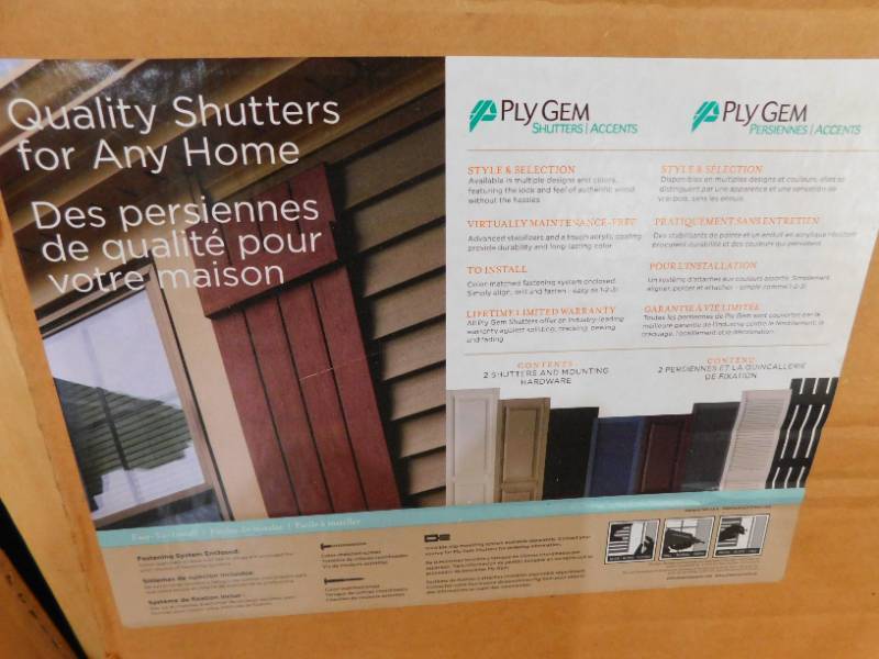 lot 107 image: 15 in. x 63 in. Polypropylene 4-Board Closed Board and Batten Shutters Pair in Dark Navy