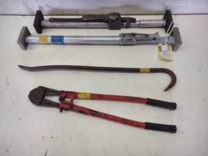 lot 55 image: (2) Load Bars, Crow Bar, & Bolt Cut...